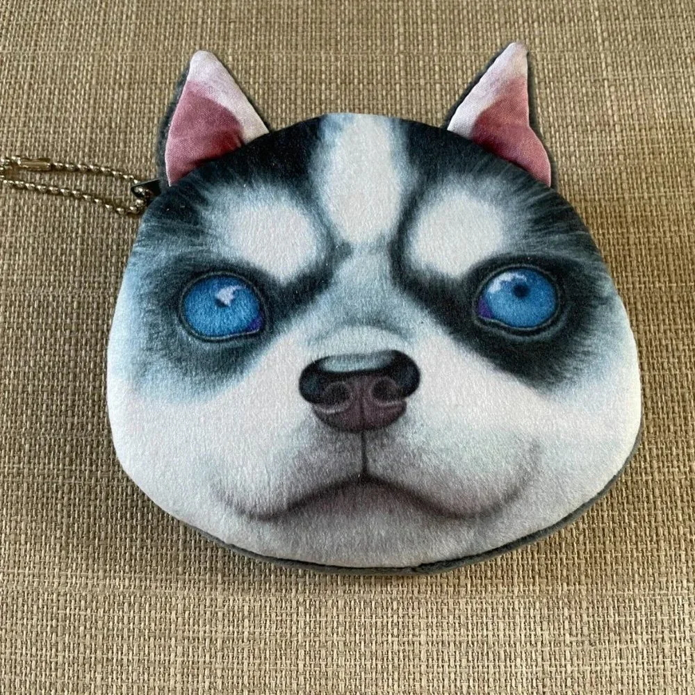 Coin Purse Dog Face Print Zip Small Coin Wallet Mini Pouch New